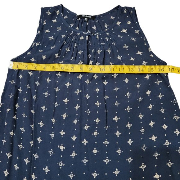 Madewell Memory Medallion Dot Sleeveless Blouse Blue Tank With Keyhole Style XXS - Picture 5 of 10